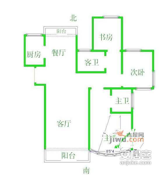 华丽家族花园3室2厅2卫户型图