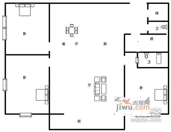 紫光大厦2室2厅1卫106㎡户型图