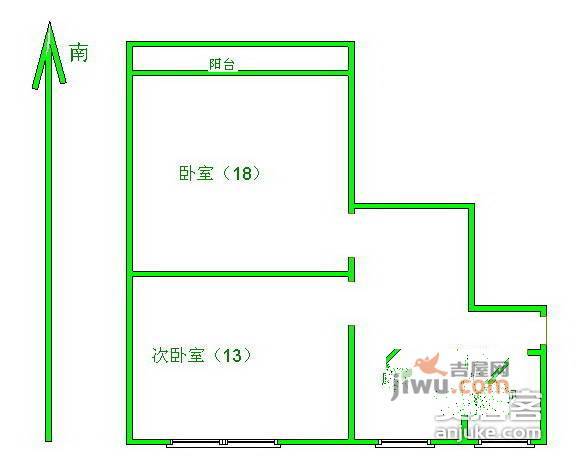 潍坊十一小区2室1厅1卫54㎡户型图