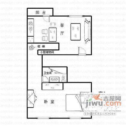 久阳滨江公寓1室1厅1卫79㎡户型图