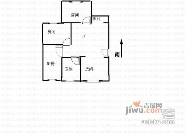 竹南小区3室1厅1卫户型图