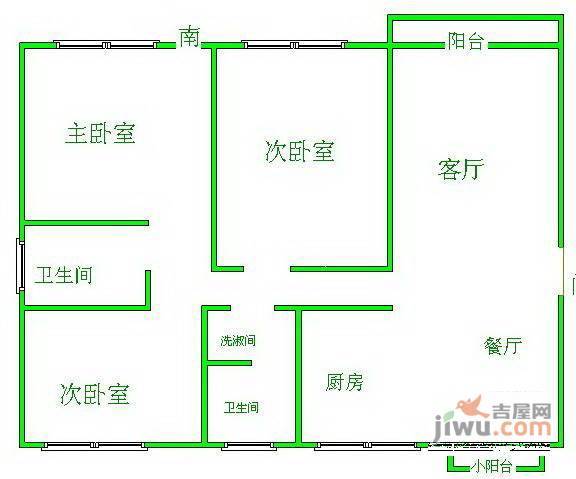 百富达公寓3室2厅2卫131㎡户型图