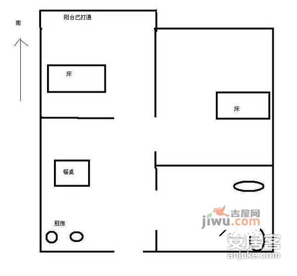 百富达公寓2室2厅2卫114㎡户型图