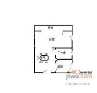 双柏小区1室1厅1卫44㎡户型图