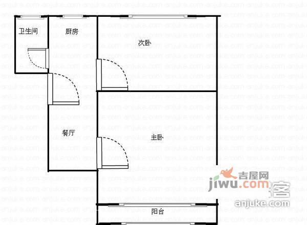 永北小区2室1厅1卫56㎡户型图