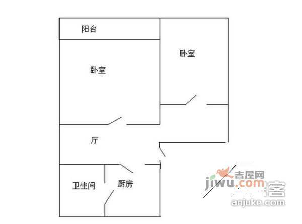 永北小区2室1厅1卫56㎡户型图