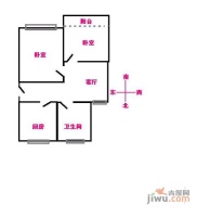 天星苑2室1厅1卫54㎡户型图