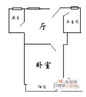 红旗五村1室1厅1卫43㎡户型图