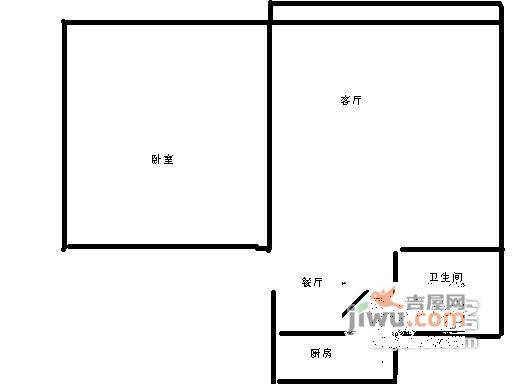 古北首席1室2厅1卫74㎡户型图