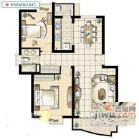 明申花园2室2厅2卫110㎡户型图