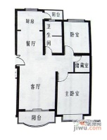 银兆公寓2室2厅1卫90㎡户型图