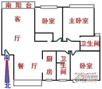 今天花园3室2厅1卫126㎡户型图