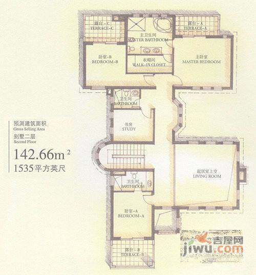 万科红郡二期5室3厅3卫327㎡户型图