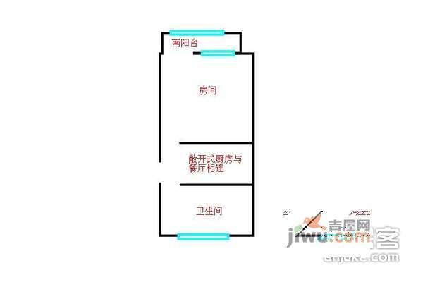 平南二村1室1厅1卫59㎡户型图