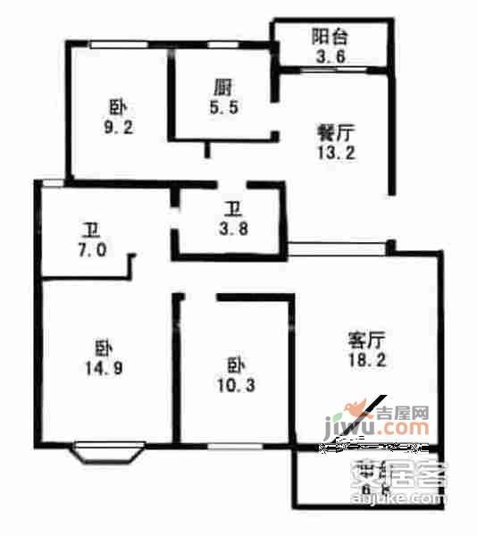 七宝金都苑3室2厅2卫135㎡户型图