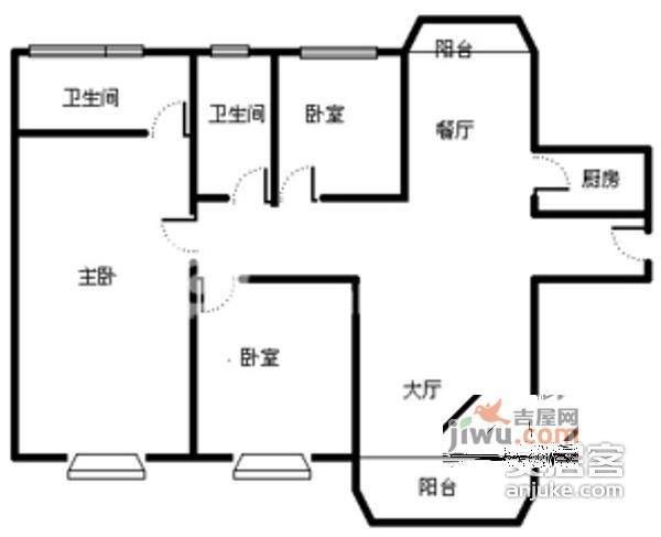 七宝金都苑3室2厅2卫135㎡户型图