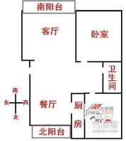 金球花园2室2厅2卫100㎡户型图