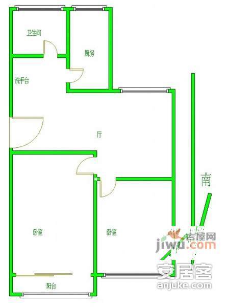 虹梅南苑2室1厅1卫78㎡户型图