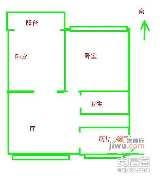 西环新村2室2厅1卫84㎡户型图