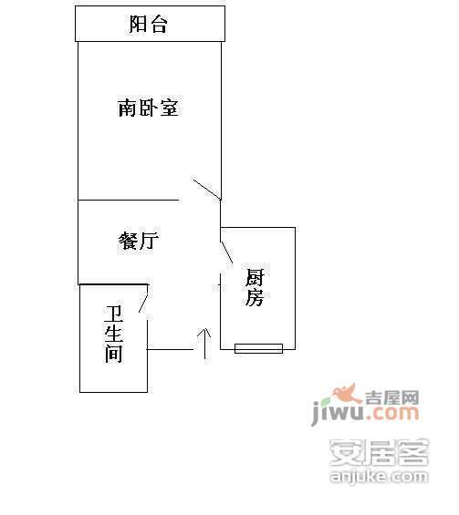 长寿花苑1室1厅1卫38㎡户型图