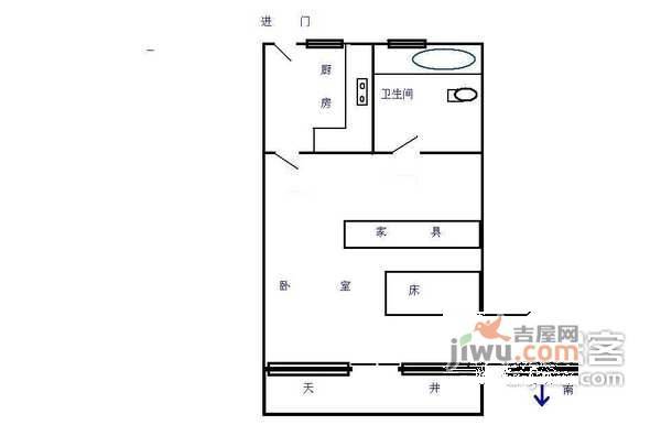 水清华庭1室1厅1卫55㎡户型图