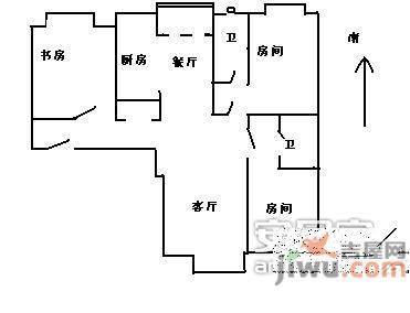 水清华庭3室2厅2卫户型图