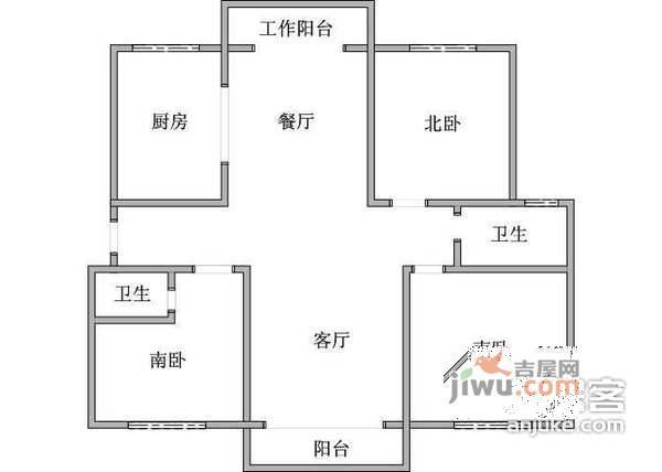 水清华庭3室2厅2卫户型图