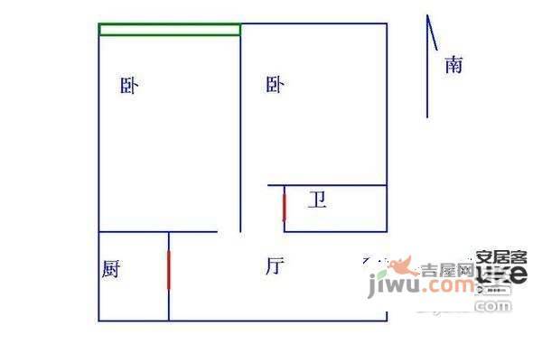 长寿新村2室1厅1卫69㎡户型图