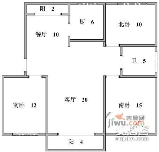 盛园3室2厅2卫128㎡户型图