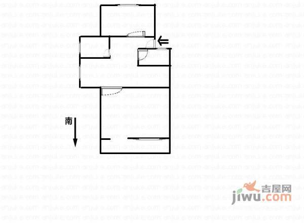 银都五村2室1厅1卫65㎡户型图