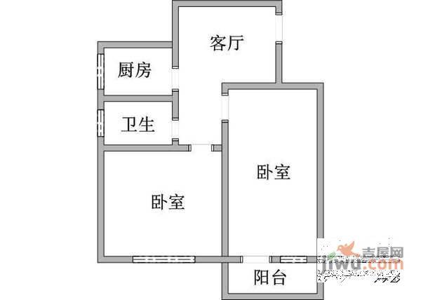 银都五村2室1厅1卫65㎡户型图