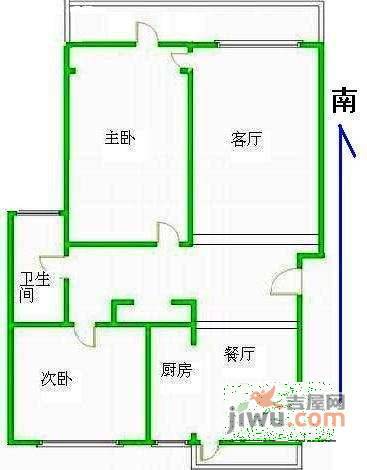 银都五村3室1厅1卫78㎡户型图