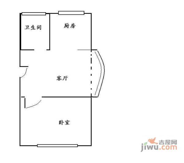 莘松六村1室1厅1卫45㎡户型图