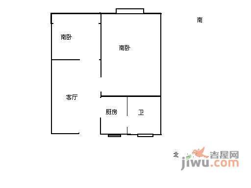 莘松六村2室2厅1卫75㎡户型图