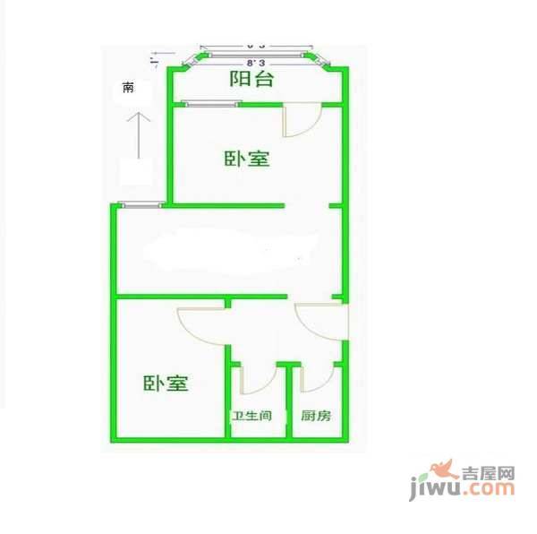 莘松六村2室1厅1卫112㎡户型图