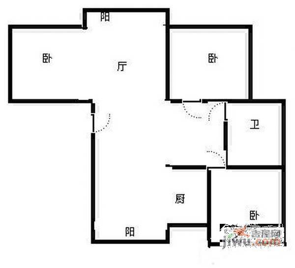 东苑新天地3室2厅1卫117㎡户型图