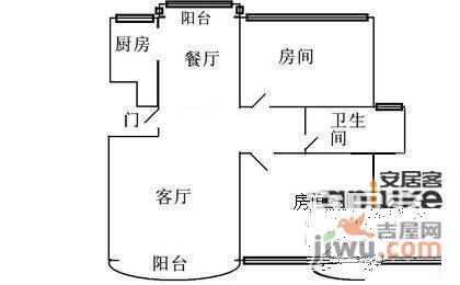 东苑新天地2室2厅1卫113㎡户型图