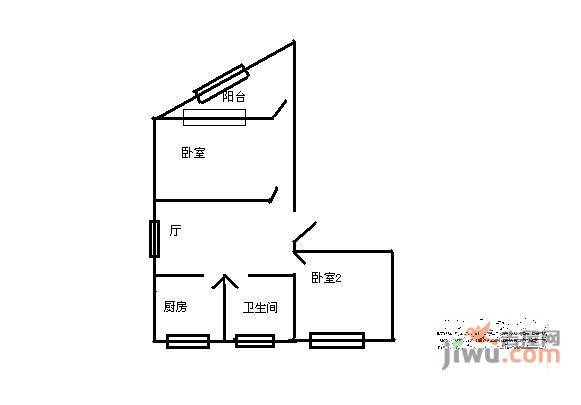 市政大楼2室1厅1卫73㎡户型图