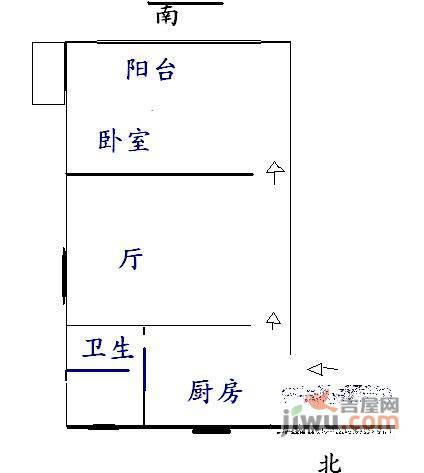 梅园三村1室1厅1卫47㎡户型图