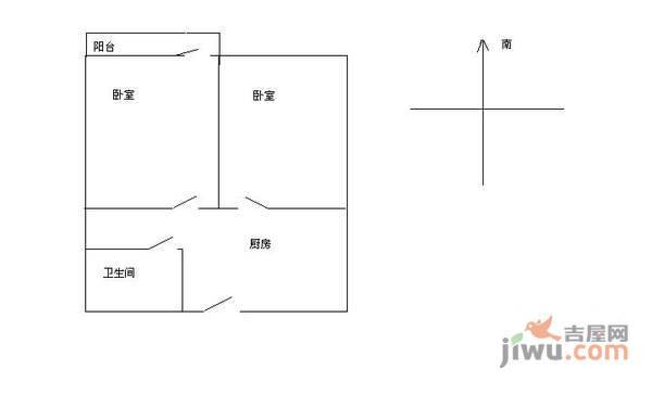 梅园三村2室0厅1卫47㎡户型图