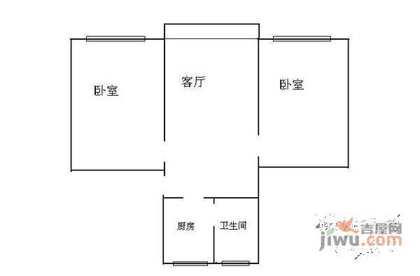 潍坊一村2室1厅1卫57㎡户型图