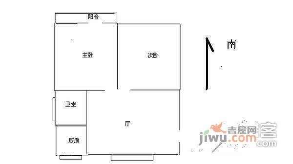 博山公寓2室2厅1卫91㎡户型图