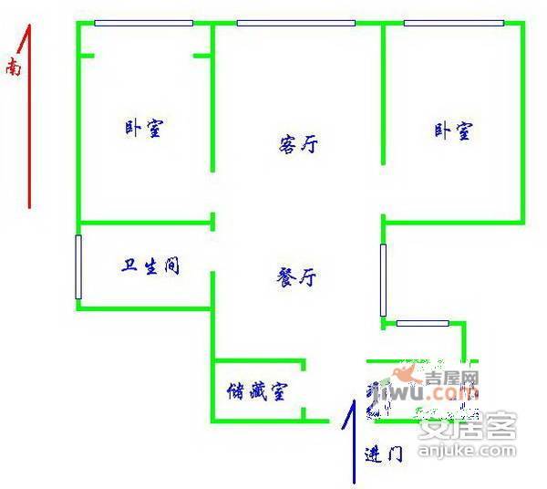 金杨公寓3室1厅1卫108㎡户型图