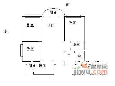 金台苑3室2厅1卫117㎡户型图