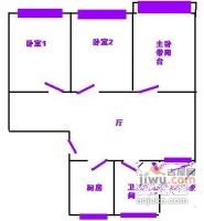 桥畔小区3室1厅1卫90㎡户型图