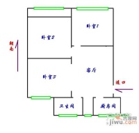 罗山七村3室1厅1卫85㎡户型图