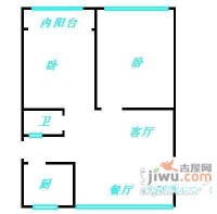 罗山一村2室2厅1卫85㎡户型图
