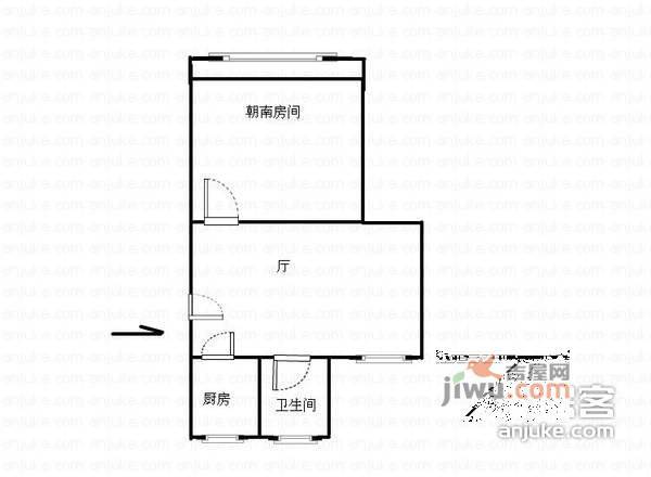 香山新村1室1厅1卫52㎡户型图