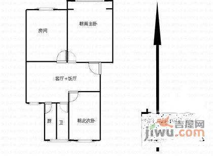 香山新村3室1厅1卫96㎡户型图