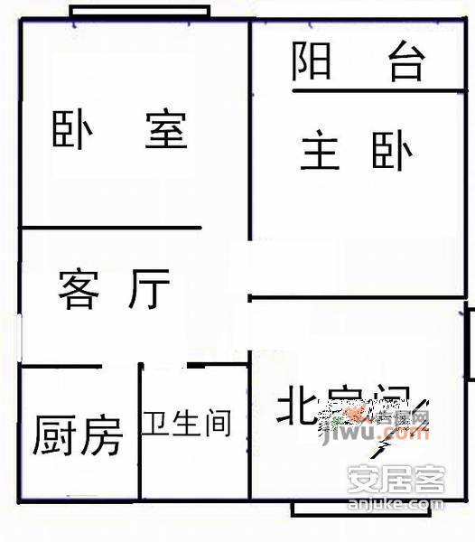 申华公寓3室1厅1卫93㎡户型图